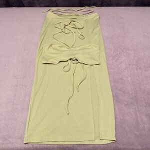 Women's Ribbed Top & Skirt with Side Slit